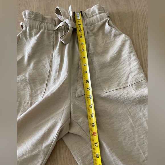 Lush| Tan Paperbag Trousers with tie waist and tapered leg—Size M••• - Picture 13 of 14